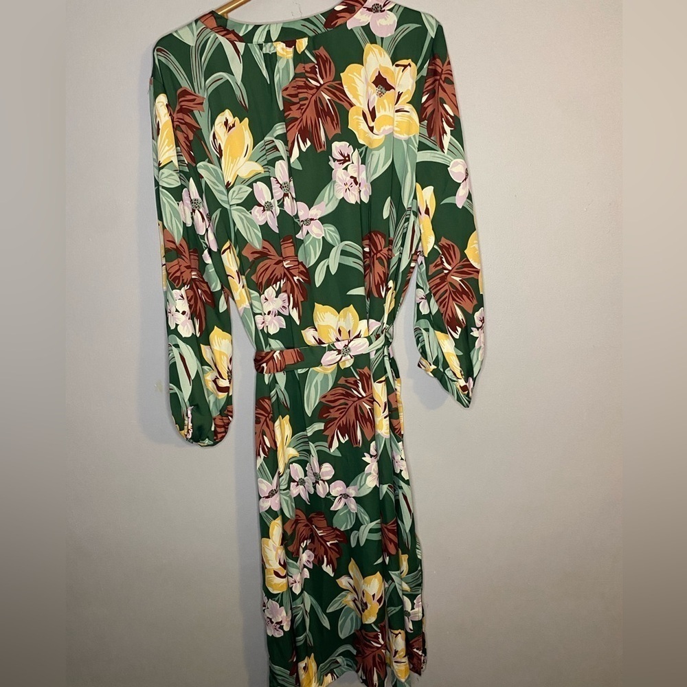 Loft Fit & Flare Dress Women Plus Size Multi Floral V Neck Button Drawstring XXL - Picture 8 of 15